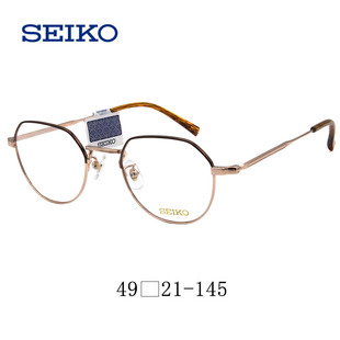 精工复古圆框眼镜架 男女款近视全框纯钛多边形眼镜框HO3098蔡司