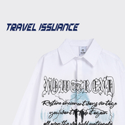 travelissuance与你前行潮牌简约设计感人物，字母宽松长袖衬衫