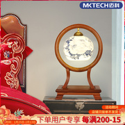 新中式床头灯卧室书桌灯具客厅实木红木青花陶瓷装饰台灯结婚红色