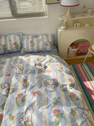 梨梦ins可爱小兔兔卡通纯棉，四件套全棉床单，被套学生宿舍床上用品