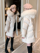 羽绒棉服女2023年冬季大毛领，韩版棉衣中长款加厚显瘦棉袄外套