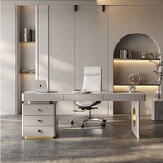 现代简约岩板书桌，轻奢办公桌设计师高端台式电脑桌家用写字台