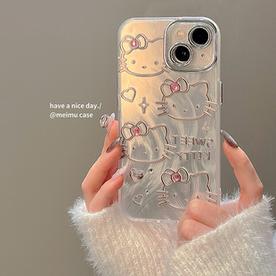 卡通可爱HelloKitty猫水钻适用iPhone15promax手机壳苹果13pro14日韩11电镀14pro个性女15全包12pm手机套