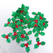 圣诞绿叶子红果浆果，圣诞节工艺品装饰品插花diy手工配件材料