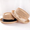 拉菲草帽子女士优雅时尚，夏季蝴蝶结沙滩防晒遮阳帽百搭卷边小礼帽
