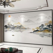 墙纸定制3d立体新中式山水画电视背景墙壁纸客厅影视墙布装饰壁画