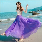 海边拖地长裙仙女8米大摆裙沙滩度假显瘦2023夏季金丝雪纺半身裙