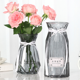 欧式玻璃花瓶透明大号干花，水培鲜花玫瑰，百合插花器皿摆件客厅轻奢