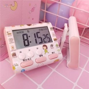粉色可爱迷你闹钟电子计时器，电子闹钟表，台钟看时间桌面道具摆件。