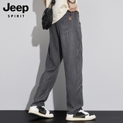 jeep吉普牛仔裤男士夏季潮流宽松直筒裤薄款莱赛尔水洗长裤子男裤