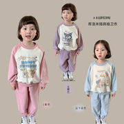儿童运动套装韩版卡通秋季男女童圆领卫衣开衫运动裤两件套潮