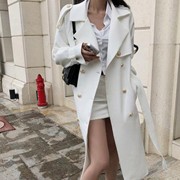 韩国高品质时尚长款白色风衣外套女2024春秋宽松大衣
