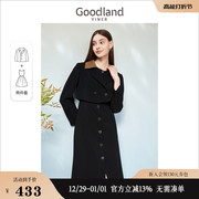 goodland美地女装2023春季小外套，+无袖单排扣连衣裙两件套