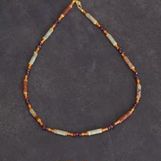 天然水晶石榴石寿山石橄榄短款时尚，吊坠复古女锁骨，链项链饰品礼物