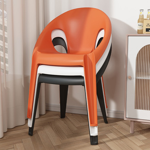 塑料椅子靠背简约餐椅家用凳休闲户外椅镂空咖啡洽谈椅加厚扶手椅