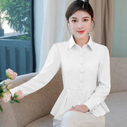 白衬衫女长袖雪纺衫，2024女装韩版修身显瘦百搭洋气大码女衬衣