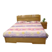 柚木色原木色中式实木床1.81.5米双人床卧室，套房家具现代高箱床