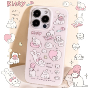 bluelife磨砂粉粉kitty猫咪日常卡通，适用iphone15promax14苹果13pro12双层原创手机壳保护套