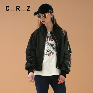 CRZ潮牌春季刺绣短外套女个性嘻哈棒球服CDL3W155
