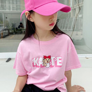 女童夏季短袖t恤儿童体恤女宝宝宽松运动上衣圆领韩版卡通韩版潮