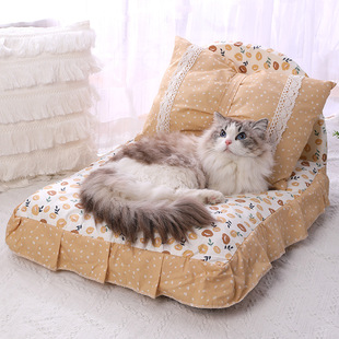 ins风宠物睡觉沙发猫窝公主床保暖中小型可拆卸枕头垫子四季通用