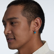 乌垛-绿松石西藏护魂石藏式原矿绿松石首饰设计极简耳环耳饰
