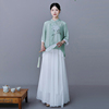 中国风复古文艺棉麻上衣女雪纺，半身裙改良汉服衬衫中式禅意茶服￼