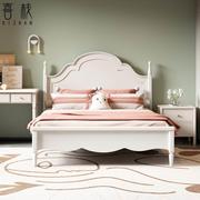 全实木儿童床公主床女孩房1.35米床白色现代美式单人床简约1.2m床