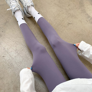 紧身显瘦鲨鱼裤女2023高腰收腹瑜伽裤韩版修身紫色打底裤外穿