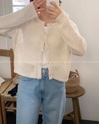 韩式春夏棉麻材质防晒舒适圆领镂空针织开衫外搭上衣，空调衫外套女
