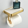 卫生间卷纸架置物厕纸架轻奢创意，岩板免打孔手机纸巾架金色纸巾盒