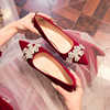 红色高跟鞋女结婚细跟珍珠秀禾服婚鞋新娘鞋中式敬酒鞋高级感单鞋
