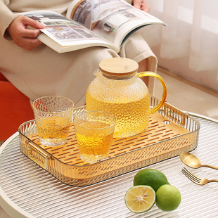 轻奢茶盘现代功夫茶托盘茶几小型水杯茶杯沥水托盘茶具长方形台盘