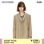 iiiviviniko“精纺粗支纱线”色织条纹驳领西装外套m232705174b