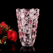弗莱文茨玫瑰玻璃花瓶台面装饰花瓶客厅插花瓶欧式摆件搬家