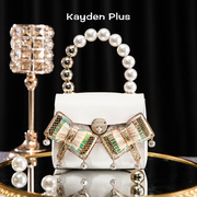 kaydenplus包包2021时尚，白色珍珠手，提单肩猫头鹰双面换脸包