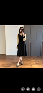 xs5634-82法式宫廷赫本风肌理垂感显瘦小黑裙