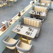 高档咖啡西餐厅卡座休闲沙发靠墙网红奶茶汉堡蛋糕甜饮品店桌椅组