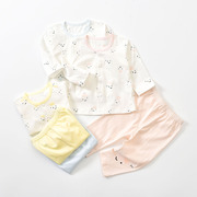 婴儿衣服夏季长袖分体套装纯棉薄款家居服开衫空调服男女宝宝睡衣