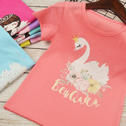 女童短袖t恤韩版夏季纯棉圆领，半袖宝宝上衣儿童可爱卡通童装娃娃