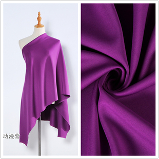 嫣紫红色薄款空气层南韩丝，健康布针织弹力，布料打底衫裙子裤子面料