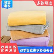 铺床珊瑚绒毯床单人毛毯子(毛毯子，)空调毛巾被，春秋薄款盖毯垫夏季夏天宿舍