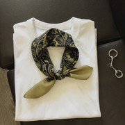 欧美文艺复古领巾小方巾，丝巾男女亲子款，搭配衬衫风衣装饰围巾