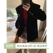 酒一丝绒黑色西装外套女高级感炸街大学生韩剧穿搭小西服上衣