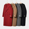2024新年红色宽松双排，扣羊毛绒大衣长，款咖色双面呢黑灰色加厚外套