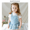 Happyology英国女童春夏两件套装多层木耳边裙摆有机棉英伦连体衣