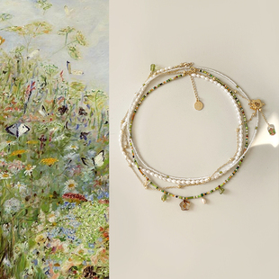 QIANTAO「春日」原创文艺复古油画珍珠项链叠戴女手链锁骨链礼物