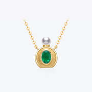 美奈香水瓶系列祖母绿吊坠18K金宝石项链高级感颈链女生轻奢小众
