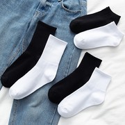 6双白色袜子女夏季薄款黑色，中筒袜ins潮长袜纯色短袜运动长筒男袜