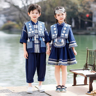 三月三民族服儿童广西壮族哈尼族苗族彝族演出服男童女童春秋班服